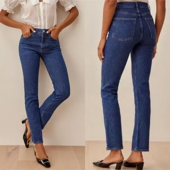 Reformation Liza Ultra High Rise Straight Jeans, Huntington Wash, size 28 - Picture 11 of 11